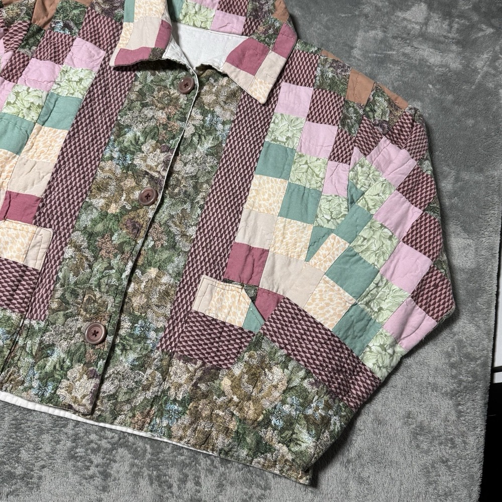 VTG 80s RARE Patchwork Quilt‎ Handmade Harrington Jacket One Size Fits Most